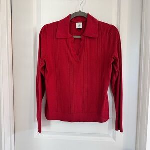 CAbi Vibrant Red Scalloped Knit Top